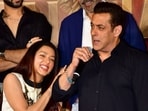 Salman Khan and Bhumi Chawla were seen in a candid mood together at the Kisi Ka Bhai Kisi Ki Jaan trailer launch. The two were seen together on screen in 2003 hit film Tere Naam. (Varinder Chawla)