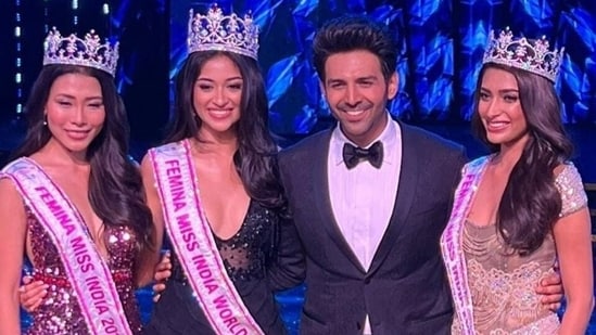 Nandini Gupta won Miss India 2023 title. The 19-year-old hails from Kota, Rajasthan, and bagged the coveted crown in a grand ceremony last night. Pictures and videos from the occasion made it to social media featuring Nandini's crowning moment, Kartik Aaryan's photos with the winners, and more. Keep scrolling to see all the snippets from the beauty pageant. &nbsp;(Instagram)