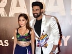 Telugu actor Bellamkonda Sreenivas plays the titular role of Shivaji or Chatrapathi in the film. This is his debut in Bollywood. He posed with co-star Nushrratt Bharuccha at the film screening on Thursday. She plays Sapna in the film. (Varinder Chawla) 