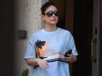 Kareena Kapoor was spotted in Bandra, Mumbai. She wore a printed white T-shirt and denims. The actor also opted for dark sunglasses.