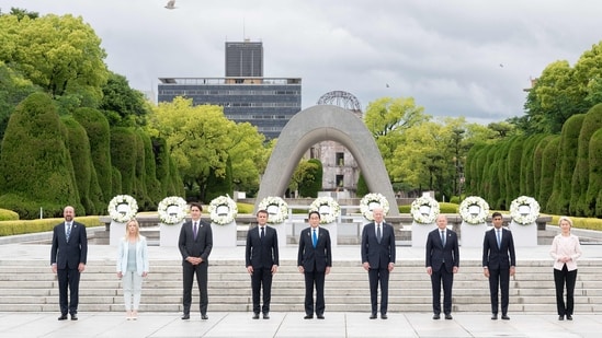 The formal sessions started Friday after the G7 leaders visited the Peace Memorial Park, with attention focused on tightening sanctions on Russia for its invasion of Ukraine as well as reducing reliance on China for key materials in global supply chains.(AFP)