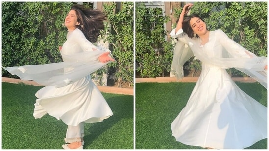 Sara Ali Khan and Vicky Kaushal left no stone unturned in promoting their film Zara Hatke Zara Bachke which was released on June 2. Earlier today, the actor took to her Instagram handle to express her happiness about her film receiving a lot of love and shared photos of herself twirling in a white anarkali. (Instagram/@saraalikhan95)