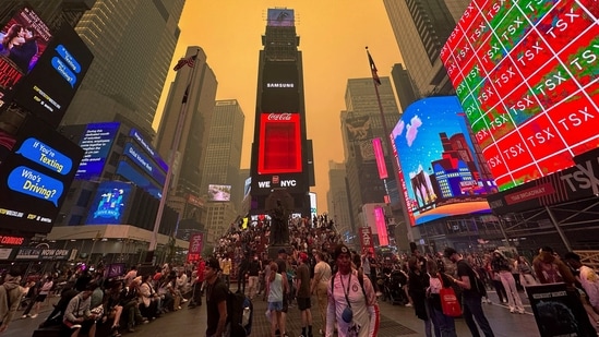 People crowd in Times Square as Manhattan in New York City, New York, United States. The New York city replaced Hong Kong as the world's most expensive city to live in as an expat, the ECA International’s Cost of Living Rankings for 2023 said. The revelation is not surprising since the Economist Intelligence Unit's (EIU) Worldwide Cost of Living Index released in December last year branded New York as world's most expensive city to live in for anyone!(REUTERS)