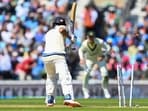 India were left tottering at 151/5 as Australia took a major step towards securing their first-ever WTC title on Day 2 of the final at The Oval.  India were trailing Australia by 318 runs at the end of the day with just five wickets in hand. (AFP)