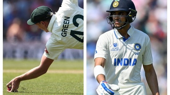 Shubman Gill was dismissed after Cameron Green took a brilliant catch