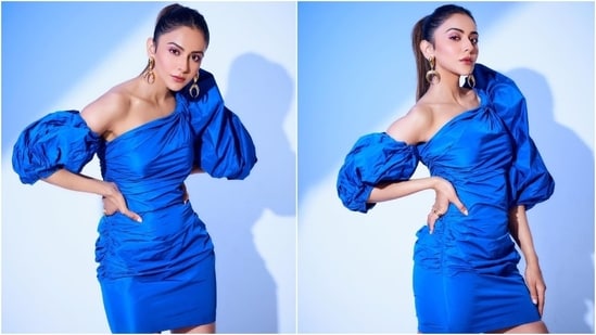 Actor Rakul Preet Singh is currently busy promoting her recent film I Love You, and recently she visited the sets of Bigg Boss OTT for the same. The star slipped into a dark blue-coloured mini-length ensemble for the occasion and shared the pictures with her fans on social media. 