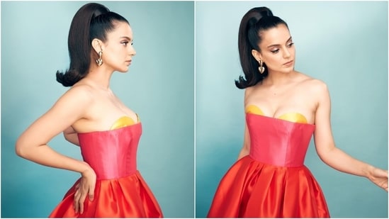 Actor Kangana Ranaut attended the success bash of Nawazuddin Siddiqui and Avneet Kaur-starrer Tiku Weds Sheru last night. Kangana chose a glamorous strapless dress for the occasion and dropped the photos with the caption, "Mom said there is a time to play, and there is a time to study ha ha my saying is there is a time to work, and there is a time to party...Especially when @manikarnikafilms first production becomes a super hit, it's time for a grand party." Scroll through to see her pictures below.&nbsp;