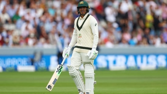 Cricket - Ashes - Second Test - England v Australia - Lords, London, Britain - July 1, 2023 Australia's Usman Khawaja walks after losing his wicket, caught by England's Matthew Potts off the bowling of Stuart Broad Action Images via Reuters/Matthew Childs(Action Images via Reuters)