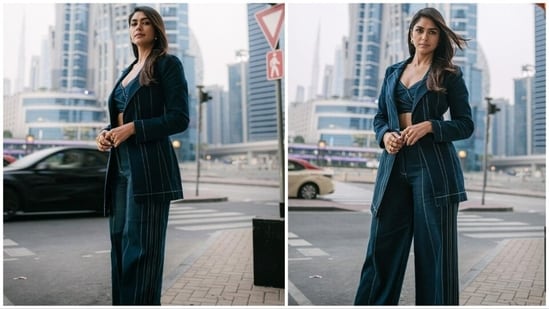 Mrunal Thakur is currently basking on the success of her latest release Lust Stories 2. The actor recently attended an event in Dubai where she adorned a semi-formal look.  (Instagram/@mrunalthakur)