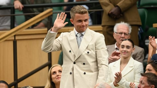 England cricketer Sam Curran was present at Centre Court to catch Carlos Alcaraz's match