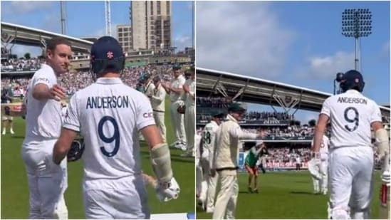 Stuart Broad receives a guard of honour during Day 4 of the fifth Ashes Test(Twitter)