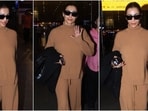 Malaika Arora returned to Mumbai after attending the Indian Film Festival Of Melbourne 2023 in Melbourne. Today, the paparazzi clicked Malaika at the Mumbai airport. The pictures show Malaika exiting the airport dressed in a monotone ensemble, serving effortless and elegant jet-set fashion tips. Scroll through to see her photos and steal styling tips for your next flight. (Instagram)