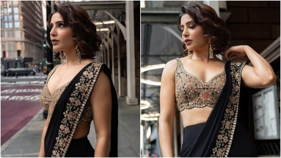 Samantha Ruth Prabhu travelled to New York City and has been sharing snippets with her Instagram family from her short getaway. The star attended the 41st India Day parade in New York, and for the occasion, she draped herself in a beauteous number from the shelves of designer Arpita Mehta's eponymous label. Scroll through to check out all the pictures of Samantha's look in the six yards. (Instagram)