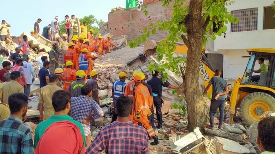 Two people were killed and 10 others injured after a three-storey building in Fatehpur, Uttar Pradesh collapsed on Monday, police said. (PTI)