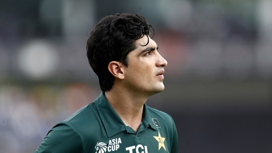 Pakistan's Naseem Shah stands in the field during the Asia Cup cricket match between India and Pakistan at Pallekele, Sri Lanka(AP)