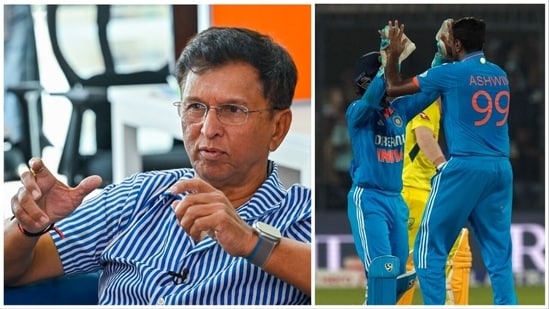 Kiran More, who was in the Hindustan Times newsroom as part of the ICC’s World Cup trophy tour, said Ashwin’s experience could be valuable at the marquee event(AP-Hindustan Times)