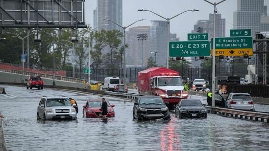 More than 7.25 inches (18.41 centimeters) of rain had fallen in parts of Brooklyn by nightfall, with at least one spot seeing 2.5 inches (6 centimeters) in a single hour, according to weather and city officials. (AFP)