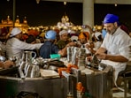 Rahul Gandhi also made a visit to the Akal Takht, the highest temporal seat of Sikhs, and participated in 'seva' by cleaning the water bowls used by devotees. (PTI)