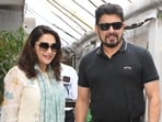 Madhuri Dixit was photographer outside a Bandra restaurant. The actor was joined by husband Dr Shriram Nene. Madhuri married Shriram in 1999. She relocated to the US and lived there for over a decade. The couple's elder son Arin was born in 2003, and their second child Ryan was born in 2005.