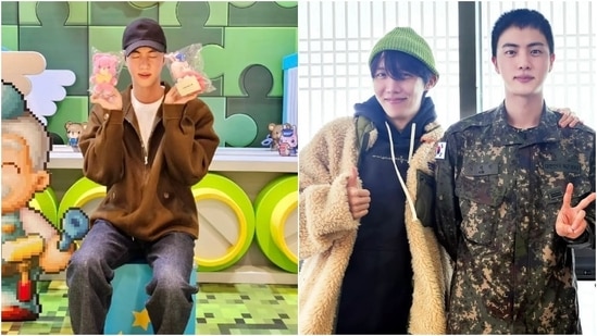 BTS' oldest member, Kim Seokjin - fondly known as Jin by the rest of the members and ARMY - recently went for a casual outing. Jin, who is currently serving in the military, enjoyed a break from his duties and visited a pop-up store in Korea. He shared multiple pictures from the outing on his official Instagram page. Fans gushed over Jin's adorable pictures. However, The Astronaut singer got teased by J-Hope.&nbsp;(Instagram)