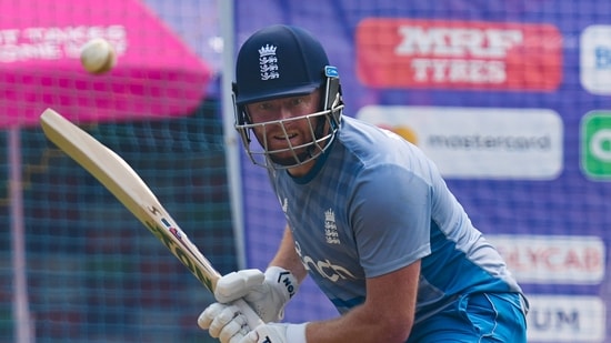 Jonny Bairstow during a practice session ahead of the ICC Men's Cricket World Cup 2023 match between England and South Africa, in Mumbai(PTI)