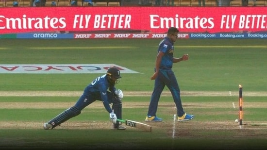 Adil Rashid incurred a bizarre dismissal during England's World Cup game against Sri Lanka