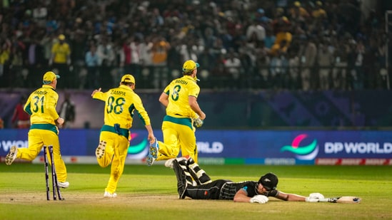 Australia defeated New Zealand by five runs in ODI 27 of the ongoing 2023 World Cup, in Dharamshala on Saturday(PTI)