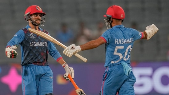 Chasing 242 runs, Afghanistan cruised to 242/3 in 45.2 overs, courtesy of half-centuries by Azmatullah Omarzai (73*), Rahmat Shah (62) and Hashmatullah Shahidi (58*).(AP)