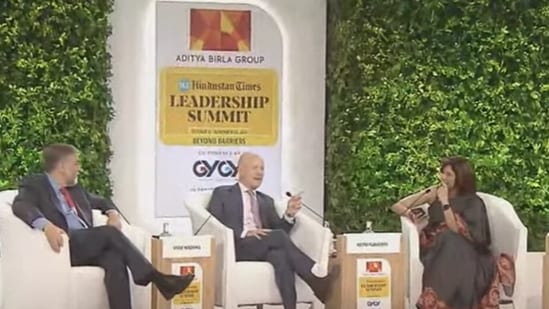 Vivek Wadhwa and Keith Flaherty in a conversation with Sanchita Sharma, Senior Communication Officer at WHO India, on the fifth day of Hindustan Times Leadership Summit