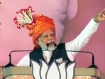 “It's a heart-touching moment for me that I am addressing such a big rally and you all have turned out in large numbers at this time of the morning. I can't thank you enough for coming,” PM Modi said, expressing gratitude to the enthusiastic crowd.(ANI)