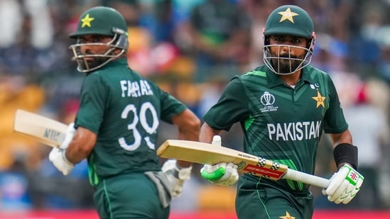 Pakistan's captain Babar Azam and Fakhar Zaman run between the wickets(PTI)