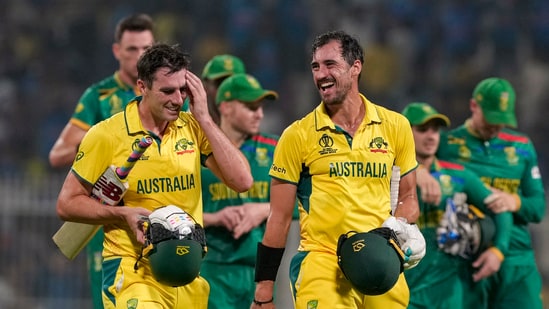 Australia defeated South Africa by three wickets in their 2023 World Cup semi-final, in Kolkata on Sunday. The Aussies will now face India in the final.(PTI)