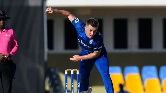 Sam Curran of England bowls during the 2nd ODI match between the West Indies and England at Vivian Richards Cricket Stadium(AFP)