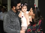 Actor couple Ranbir Kapoor and Alia Bhatt spread some Christmas cheer on Monday as they stepped out for their first public appearance with their daughter Raha Kapoor.