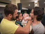 Salman and Nirvan cuddle with Arpita's kids Ahil and Aayat.