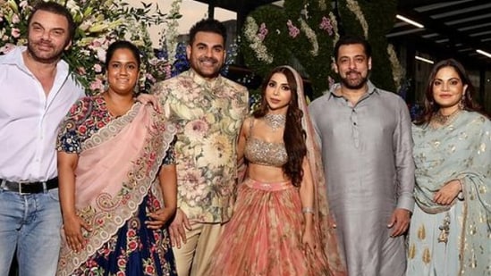 Actor-producer Arbaaz Khan tied the knot with make-up artist Shura Khan in an intimate nikah ceremony on Sunday at his sister Arpita Khan Sharma’s residence in Mumbai.(Instagram)