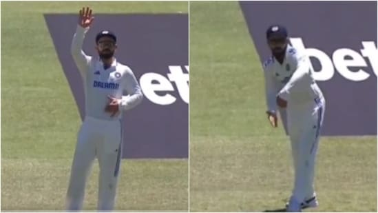 Virat Kohli gesturing to Mohammed Siraj(X)