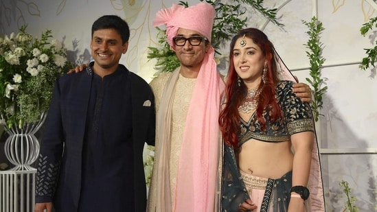 Actor Aamir Khan's happiness knows no bounds as his daughter Ira Khan got married to her longtime beau Nupur Shikhare on Wednesday at Taj Lands End in Mumbai. The couple solemnized their relationship via a registered marriage. (AFP)