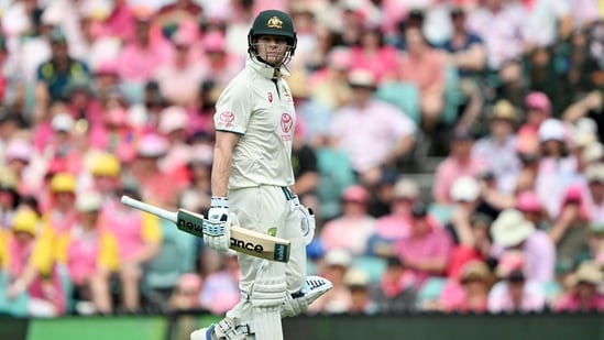 Steve Smith walks off the field after his dismissal (AFP)