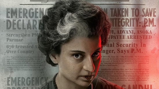 Kangana Ranaut as former prime minister Indira Gandhi in Emergency poster.