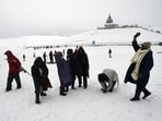 The tourist arrivals to the valley, which usually witness a higher footfall, especially at resorts like Gulmarg, declined in the absence of snow, causing concern for the tourism stakeholders in the valley. (ANI)