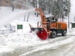 The Manali-Leh Highway and Aut-Luhri National Highway in Himachal Pradesh are experiencing a complete halt in traffic due to recent heavy snowfall in the area. (ANI)