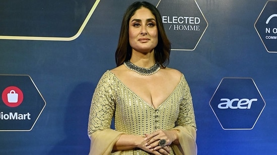Kareena Kapoor attends the Dadasaheb Phalke International Film Festival Awards 2024 in Mumbai on February 20, 2024. The actor, who will soon be seen in The Crew, grabbed attention for seemingly ignoring her ex, actor Shahid Kapoor, on the awards function's red carpet. (AFP)
