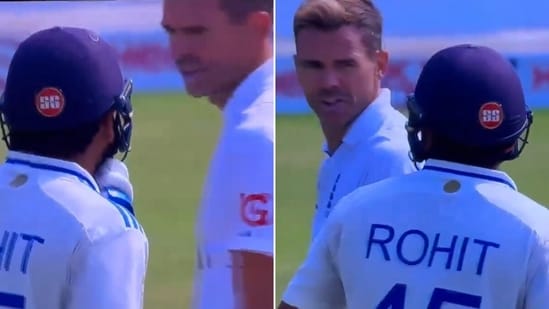 James Anderson and Rohit Sharma's exchange. (Screengrab)