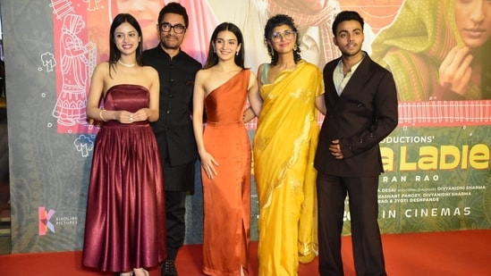 The screening of Laapataa Ladies was held in Mumbai on Tuesday evening. Many celebrities were part of the event and showered love on the film. Helmed by Kiran Rao, it has been produced by Aamir Khan and Jyoti Deshpande. Sparsh Shrivastava, Nitanshi Goel and Pratibha Ranta, who play lead roles in the film, posed for the paparazzi with Kiran and Aamir. The film is releasing in theatres on March 1.