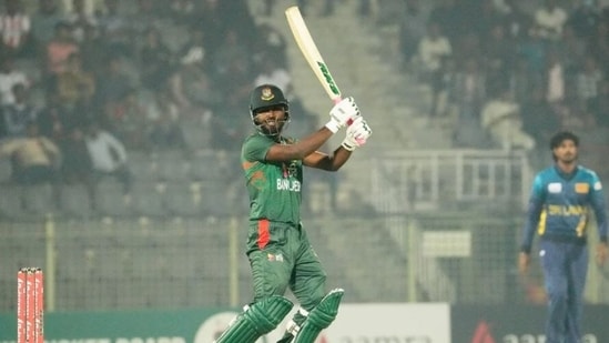 Jaker Ali played a quick-fire knock of 68 off 34 balls against Sri Lanka(Bangladesh Cricket Board)