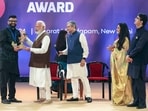 PM Narendra Modi presents the Best Creator in Tech Category award to Gaurav Chaudhary during the National Creators Award.(ANI)