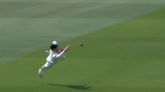 Glenn Phillips grabbed a sensational one-handed diving catch.