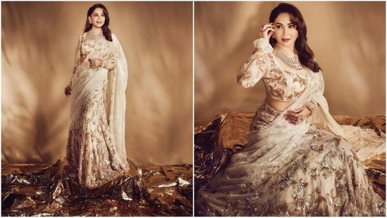 Madhuri Dixit is one of those actresses who is getting more and more gorgeous by the day. The glamorous actress is a total stunner who keeps on hitting the fashion targets like a pro. Whether it's a sartorial saree or an ethereal anarkali suit, Madhuri can rock any look to perfection. She is quite active on social media and her glam Insta-diaries filled with enchanting ethnic looks are a treasure trove of fashion inspiration for all her followers. Just a day ago, she wowed her fans in a stunning white off-the-shoulder gown and this time, she stunned in a breathtaking lehenga ensemble that left her fans swooning. (Instagram/@madhuridixitnene)