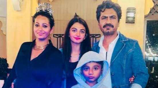 Nawazuddin Siddiqui with Aaliya and their kids after reconciliating with his wife